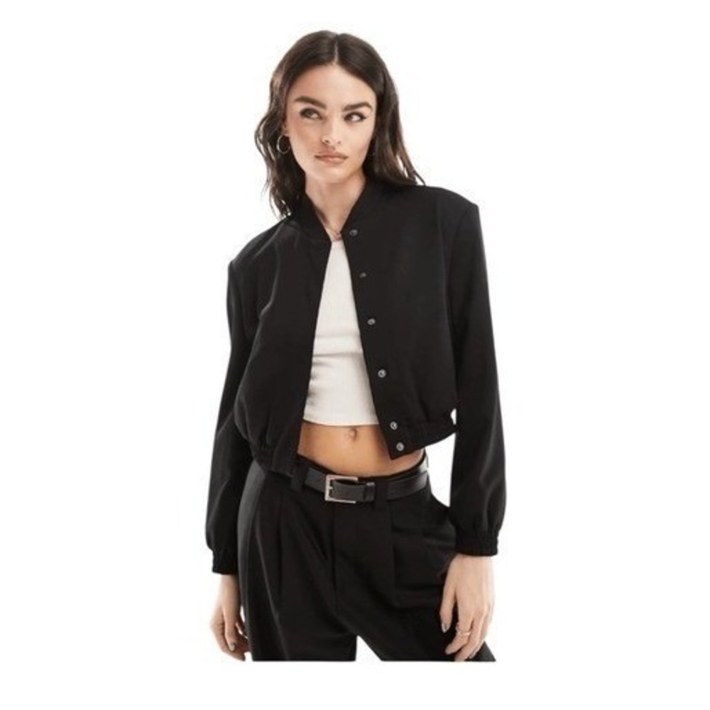 ASOS Design Strong Shoulder‎ Tailored Bomber Jacket Black 4